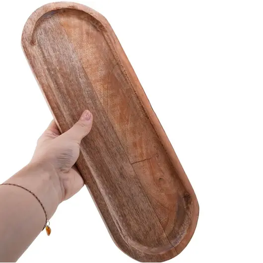 Platou din lemn natural pentru cristale, 35cm, imagine 3