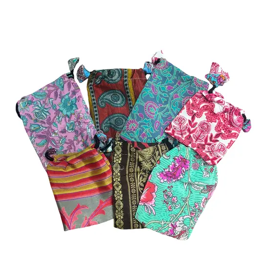 Sac de matase multicolor, 12x10cm, imagine 2