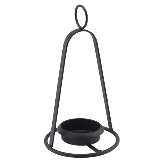 Suport pentru lumanare metalic negru cu agatatoare, 18cm