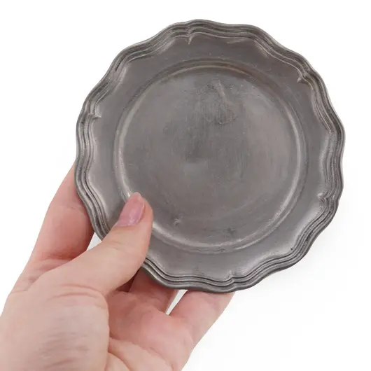 Tava vintage ovala din metal cu margine ondulata, 10cm, imagine 3
