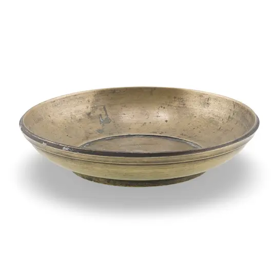 Tava vintage rotunda din alama patinata, 9,5cm, imagine 2