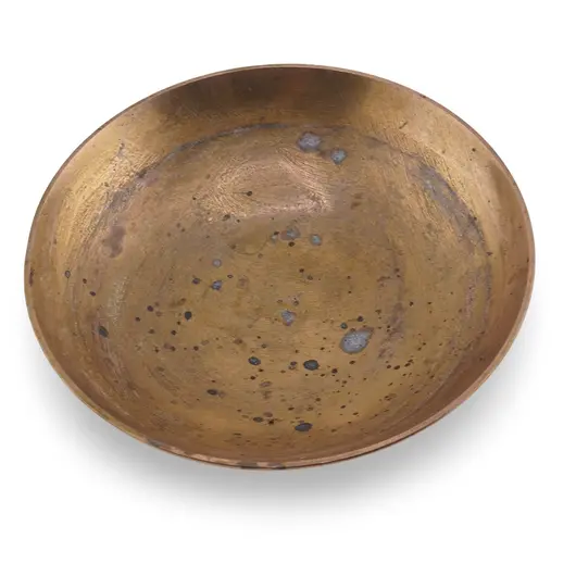 Tava vintage rotunda din alama patinat, 11cm