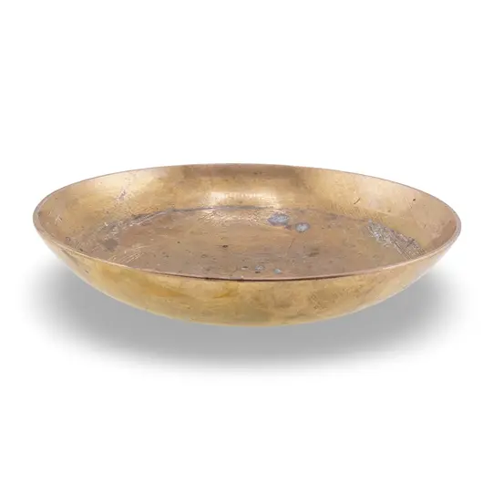Tava vintage rotunda din alama patinat, 11cm, imagine 2