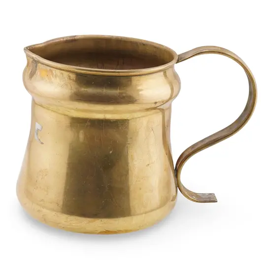 Cana vintage din alama cu maner lateral, 12cm