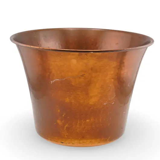 Galeata vintage din cupru ciocanit manual, 20,5cm