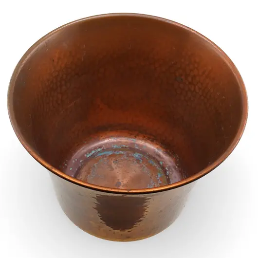 Galeata vintage din cupru ciocanit manual, 20,5cm, imagine 2