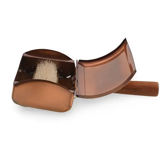 Perie pentru covor vintage din cupru cu maner din lemn, 19cm, imagine 2