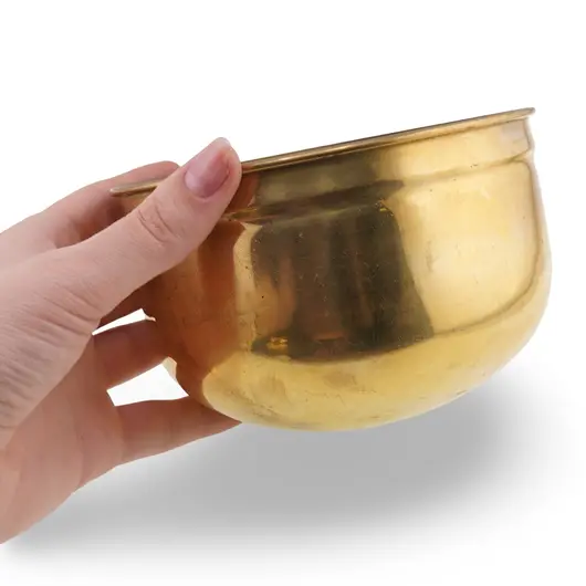 Bol vintage din alama cu margine rotunjita, 12cm, imagine 3