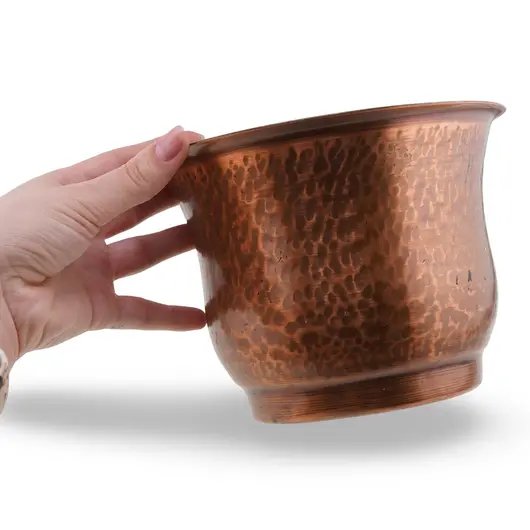 Galeata vintage din cupru ciocanit manual, 16cm, imagine 3