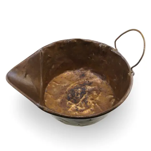 Vas vintage din alama cu maner lateral, 25cm, imagine 2