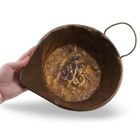 Vas vintage din alama cu maner lateral, 25cm, imagine 3