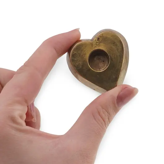 Sfesnic vintage din alama in forma de inima, 4cm, imagine 3