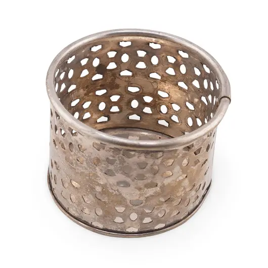 Suport vintage pentru pahar din metal perforat, 8cm, imagine 2