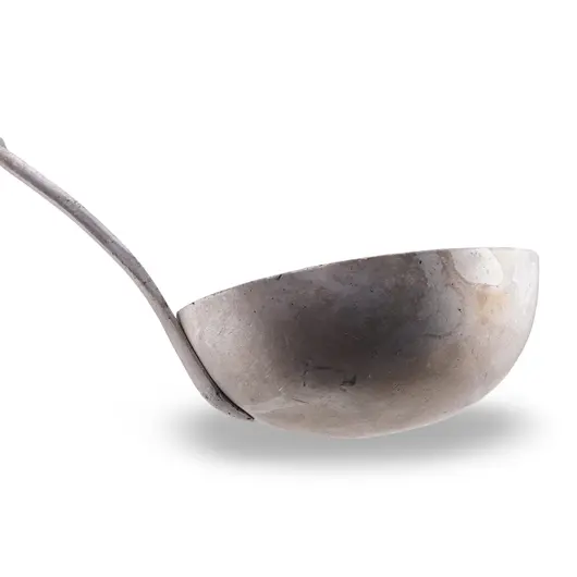 Polonic rotund vintage din aluminiu cu maner lung, 32cm, imagine 2