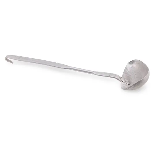 Polonic vintage din aluminiu cu maner lung si agatatoare, 30cm