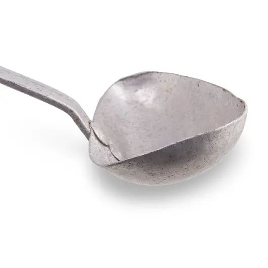 Polonic vintage din aluminiu cu maner lung si agatatoare, 30cm, imagine 2