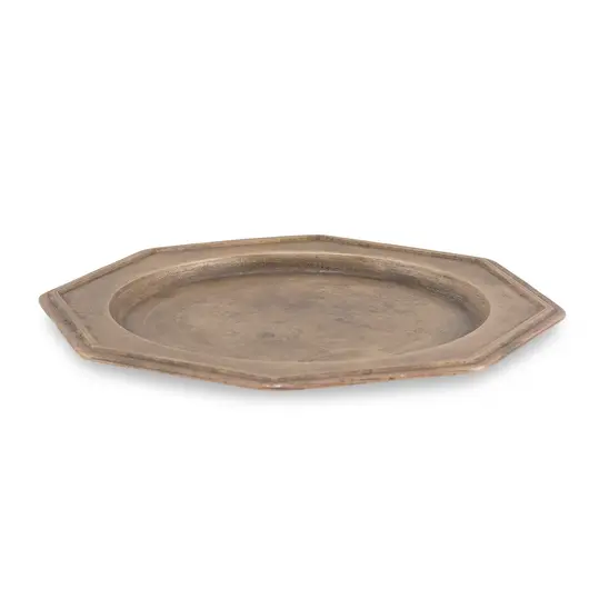 Tava vintage octogonala din alama simpla, 10cm, imagine 2