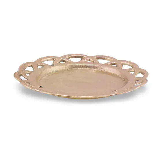 Tava vintage rotunda din cupru cu margine decupata, 10,5cm, imagine 2
