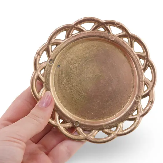 Tava vintage rotunda din cupru cu margine decupata, 10,5cm, imagine 3