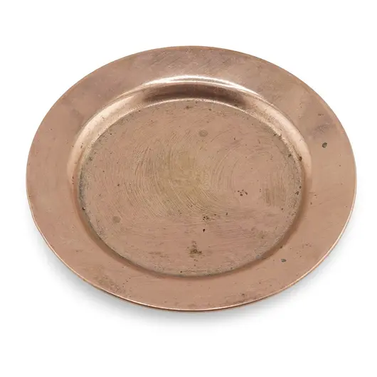 Tava vintage rotunda din cupru cu aspect uzat, 11cm