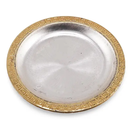 Tava vintage rotunda din inox cu margine aurie model grecesc, 10cm