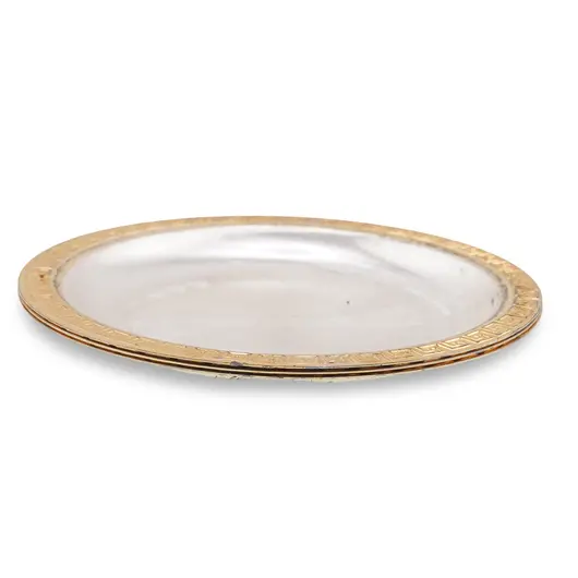 Tava vintage rotunda din inox cu margine aurie model grecesc, 10cm, imagine 2