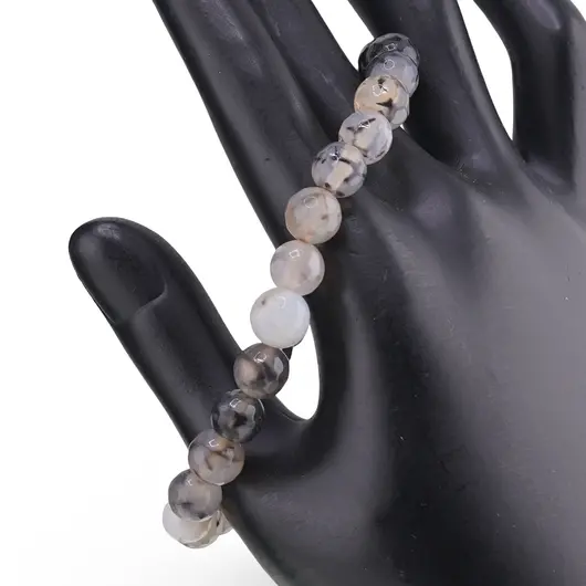 Bratara Agat dragon veins sfere fatetate 8mm, imagine 2