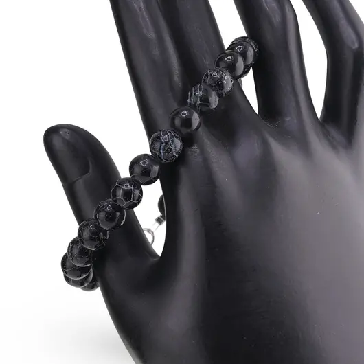 Bratara Agat negru spider sfere 8mm, imagine 2