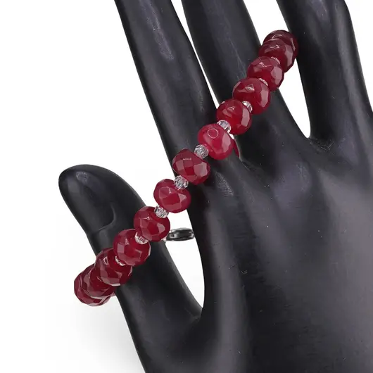 Bratara Agat rodolit discuri fatetate 8mm si Cristal de stanca sfere fatetate 3mm, imagine 2