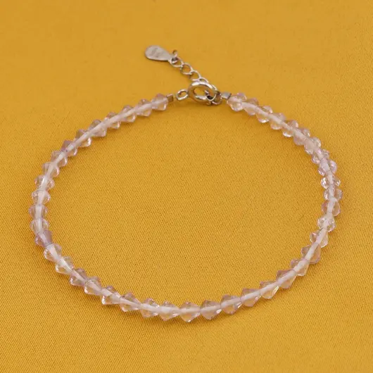 Bratara Ametist lavanda romb fatetat 4mm si argint 925, imagine 2