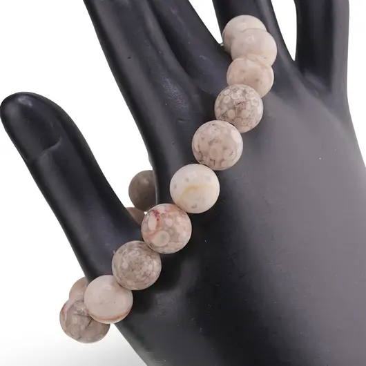 Bratara Coral fosilizat sfere 10mm, imagine 2
