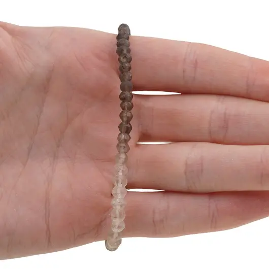 Bratara Cuart fumuriu degrade discuri fatetate 4mm si argint 925, imagine 3