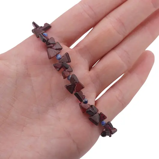 Bratara Granat triunghiuri 5-6mm si Lapis lazuli sfere fatetate 3mm, imagine 3