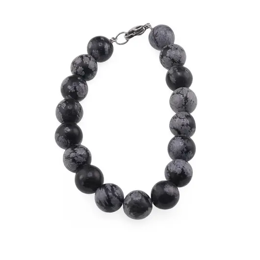 Bratara Obsidian fulg de nea sfere 10mm