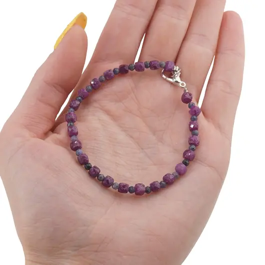 Bratara Rubin cuburi fatetate 4mm si Safir sfere fatetate 3mm, imagine 3