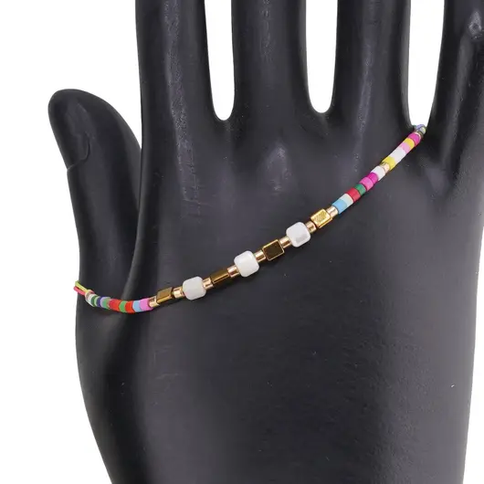 Bratara snur multicolor, Sidef alb cuburi, imagine 2