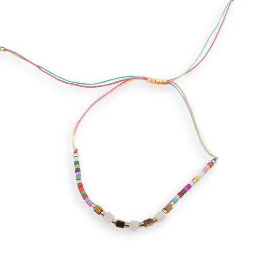 Bratara snur multicolor, Sidef alb cuburi
