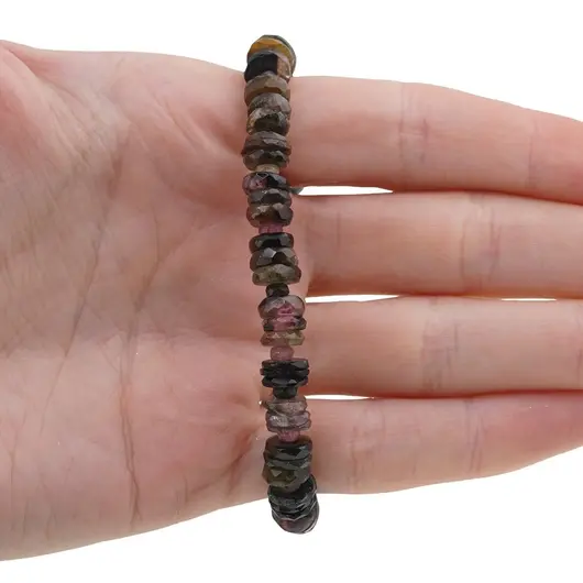 Bratara Turmalina multicolora rondele fatetate 7mm si discuri fatetate 3mm, imagine 3
