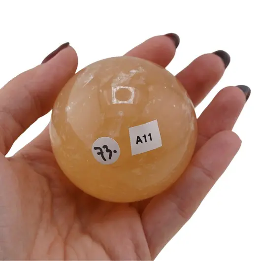 Calcit galben, sfera naturala unicat, A11, imagine 2