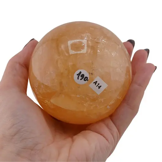 Calcit galben, sfera naturala unicat, A14, imagine 2