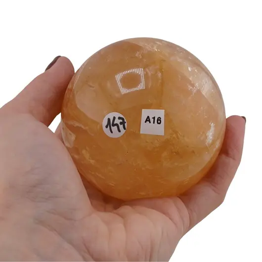 Calcit galben, sfera naturala unicat, A16, imagine 2