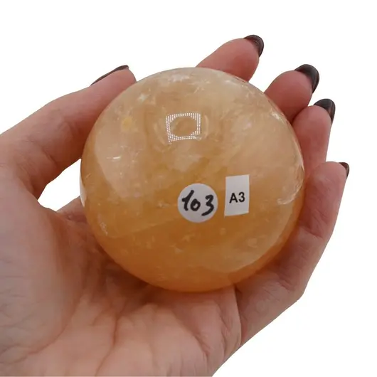 Calcit galben, sfera naturala unicat, A3, imagine 2