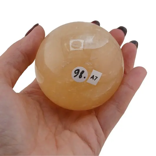 Calcit galben, sfera naturala unicat, A7, imagine 2