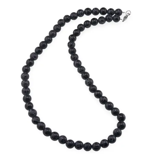 Colier Agat negru spider sfere 8mm