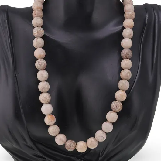 Colier Coral fosilizat sfere 10mm, imagine 2