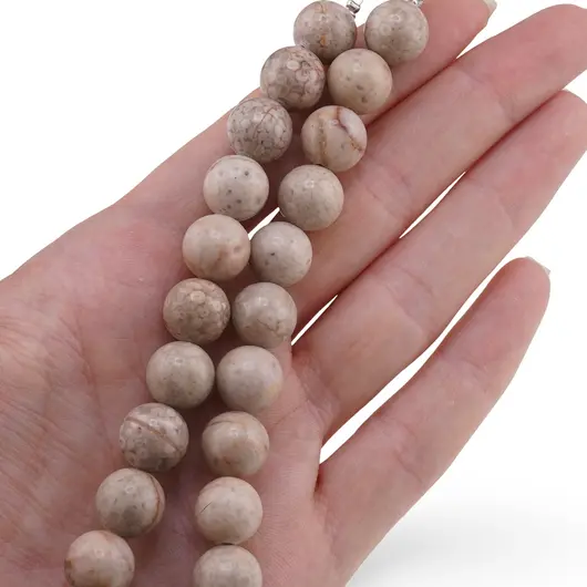 Colier Coral fosilizat sfere 10mm, imagine 3