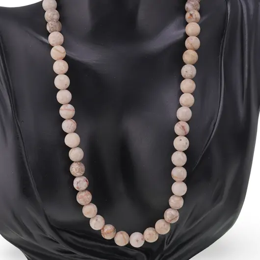 Colier Coral fosilizat sfere 8mm, imagine 2