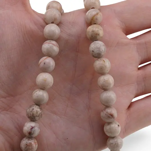 Colier Coral fosilizat sfere 8mm, imagine 3