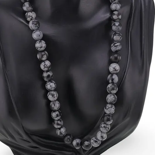 Colier Obsidian fulg de nea sfere 10mm, imagine 2