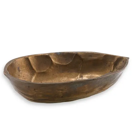Tava vintage din alama in forma de frunza, 18cm, imagine 2